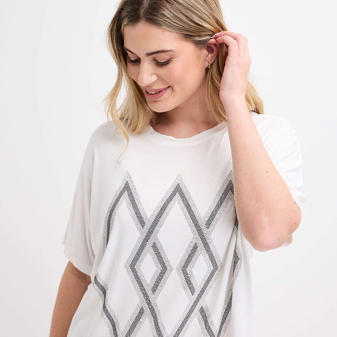 Ladies Ivory Diamond Diamonte Top from You Know Who's
