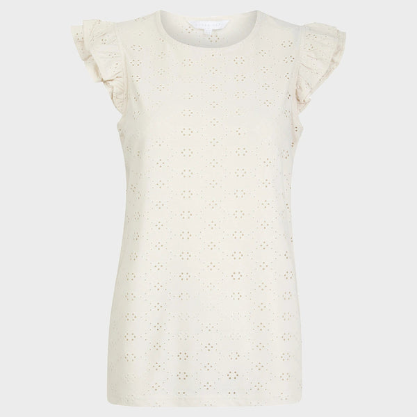 Ladies Ivory Floral Ruffle Sleeve Top from You Know Who's
