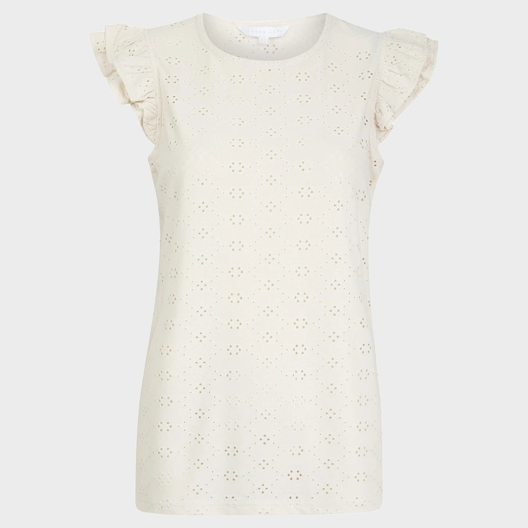 Ladies Ivory Floral Ruffle Sleeve Top from You Know Who's