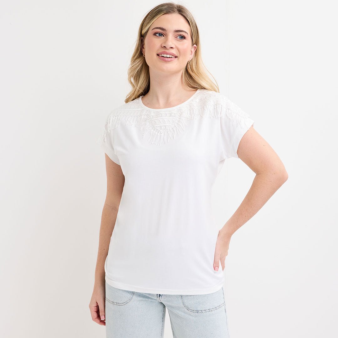 Ladies Ivory Lace Tassle Top from You Know Who's