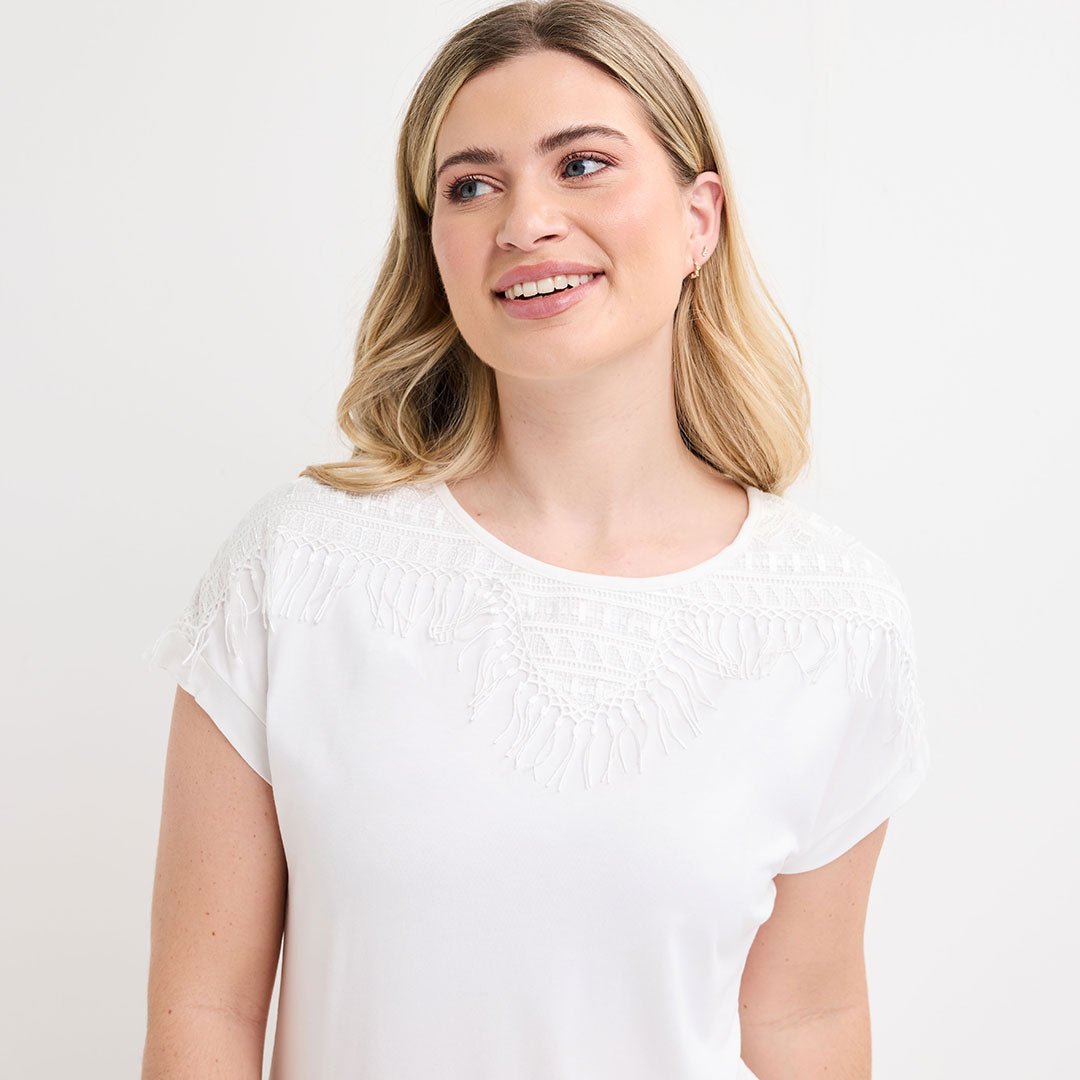 Ladies Ivory Lace Tassle Top from You Know Who's