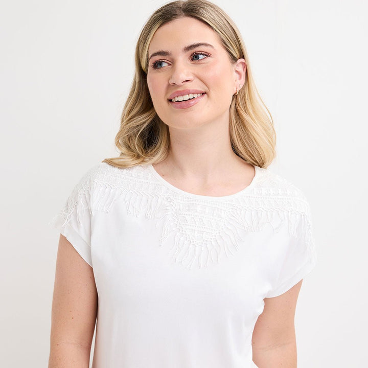 Ladies Ivory Lace Tassle Top from You Know Who's