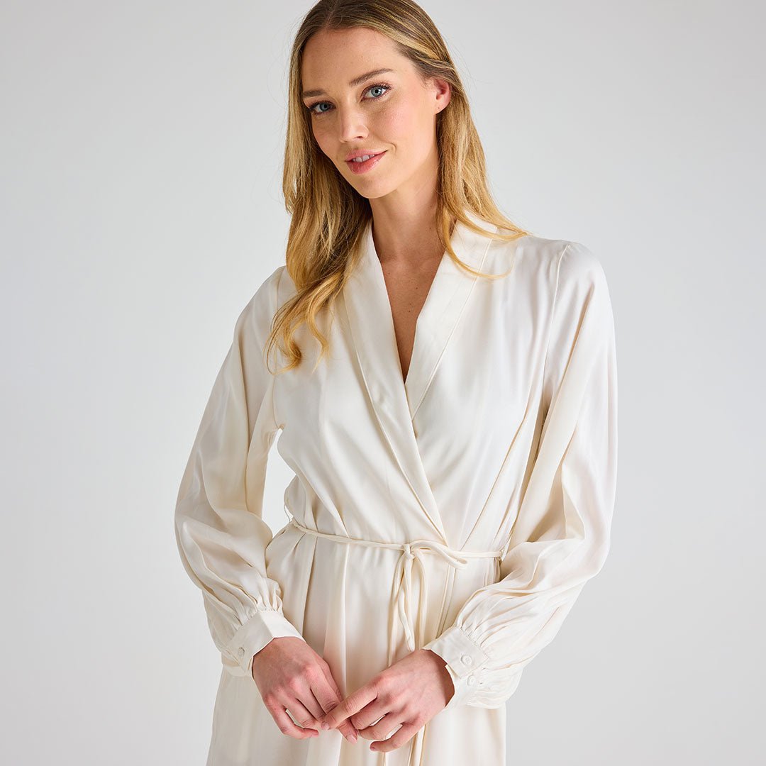 Ladies Ivory Satin Robe from You Know Who's