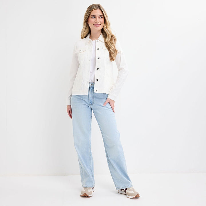 Ladies Ivory Stretch Denim Jacket from You Know Who's