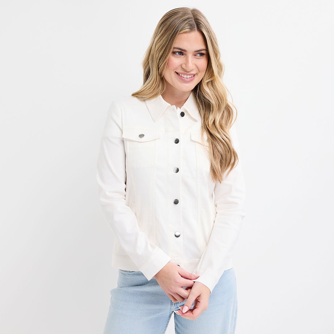 Ladies Ivory Stretch Denim Jacket from You Know Who's