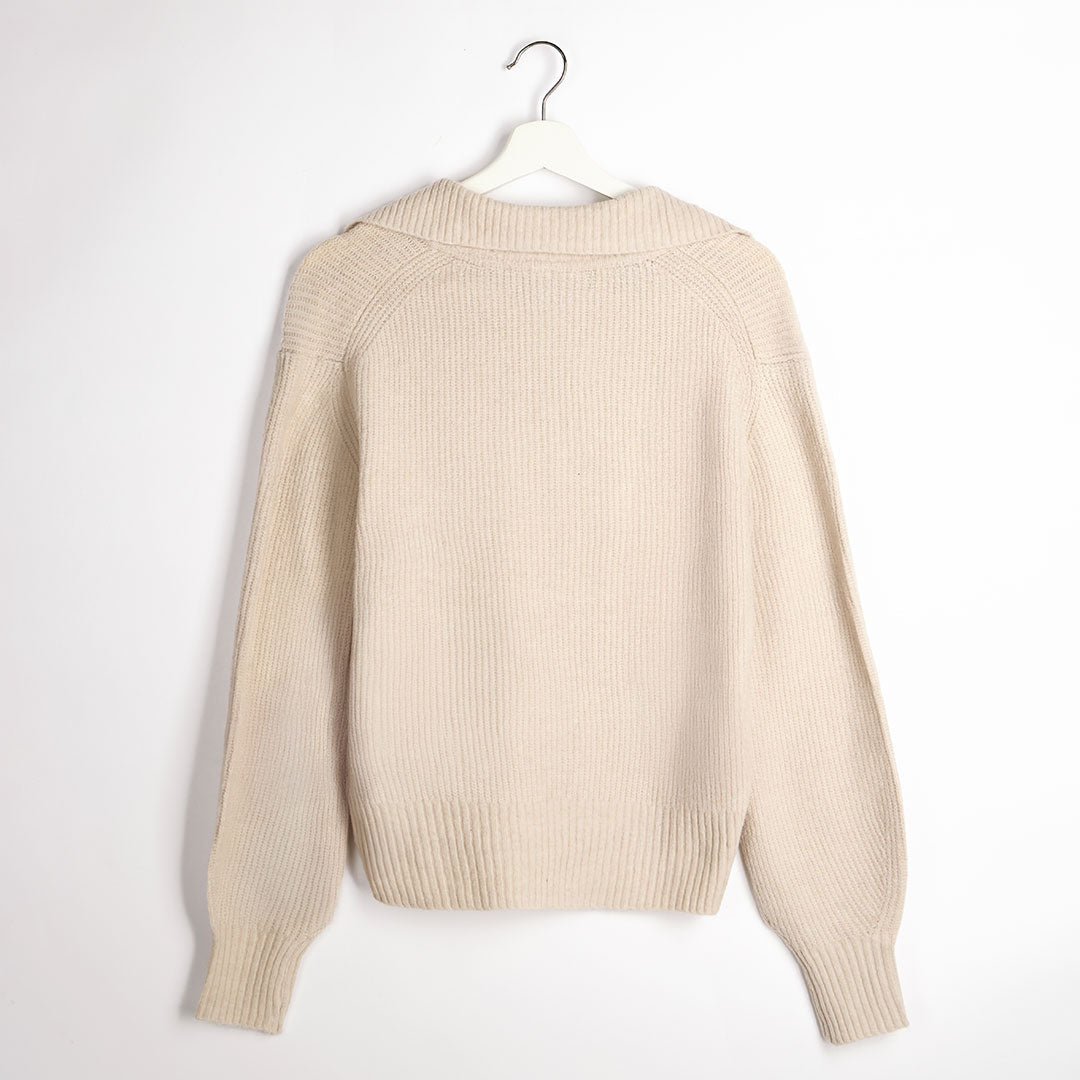 Ladies Ivory V - Neck Collared Jumper from You Know Who's