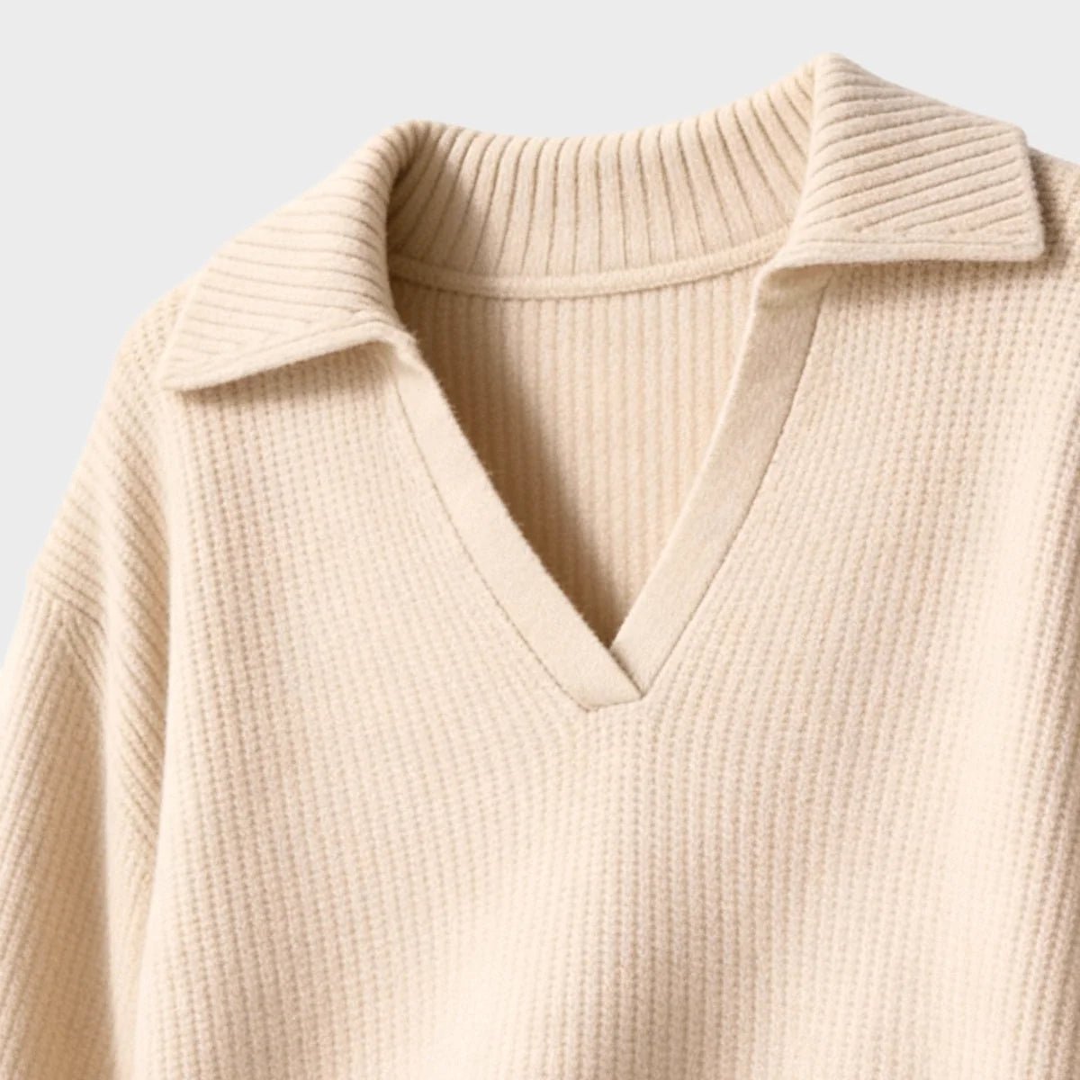 Ladies Ivory V - Neck Collared Jumper from You Know Who's