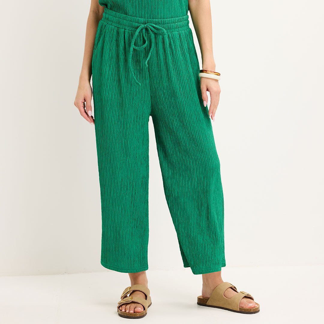Ladies Jade Cropped Plisse Pants from You Know Who's