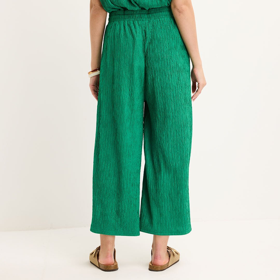 Ladies Jade Cropped Plisse Pants from You Know Who's