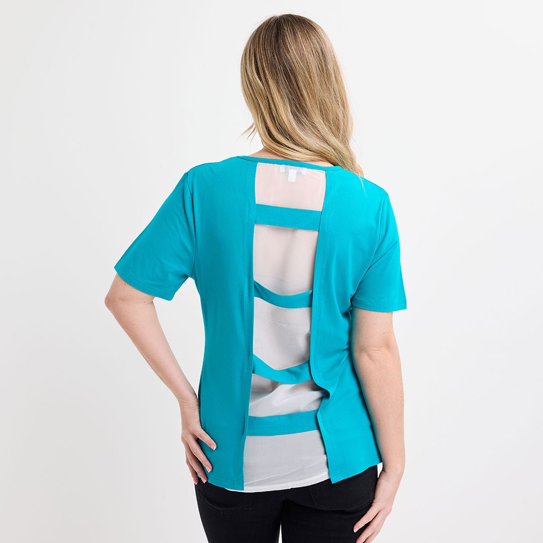 Ladies Jade Cut Out Lace Back Top from You Know Who's