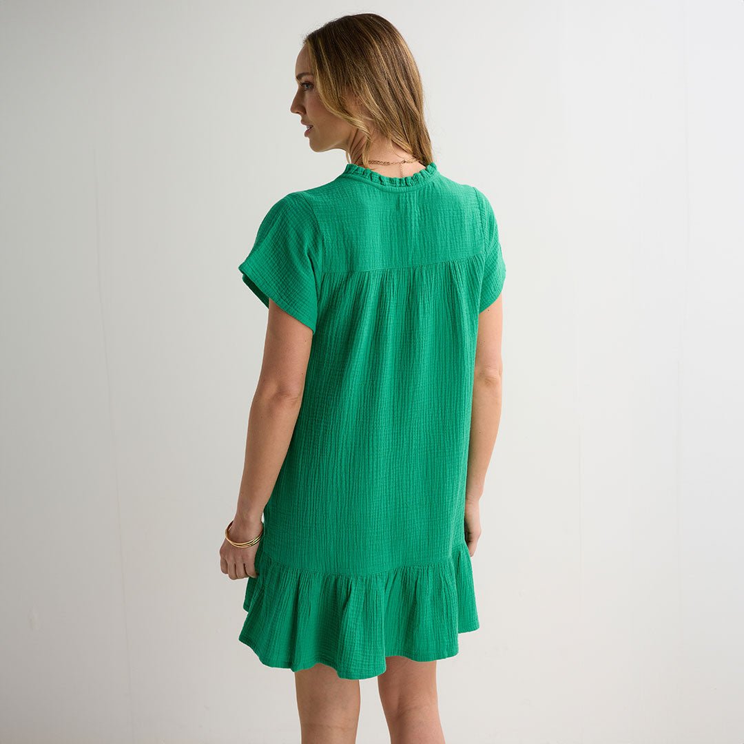 Ladies Jade Double Cloth V Neck Dress from You Know Who's