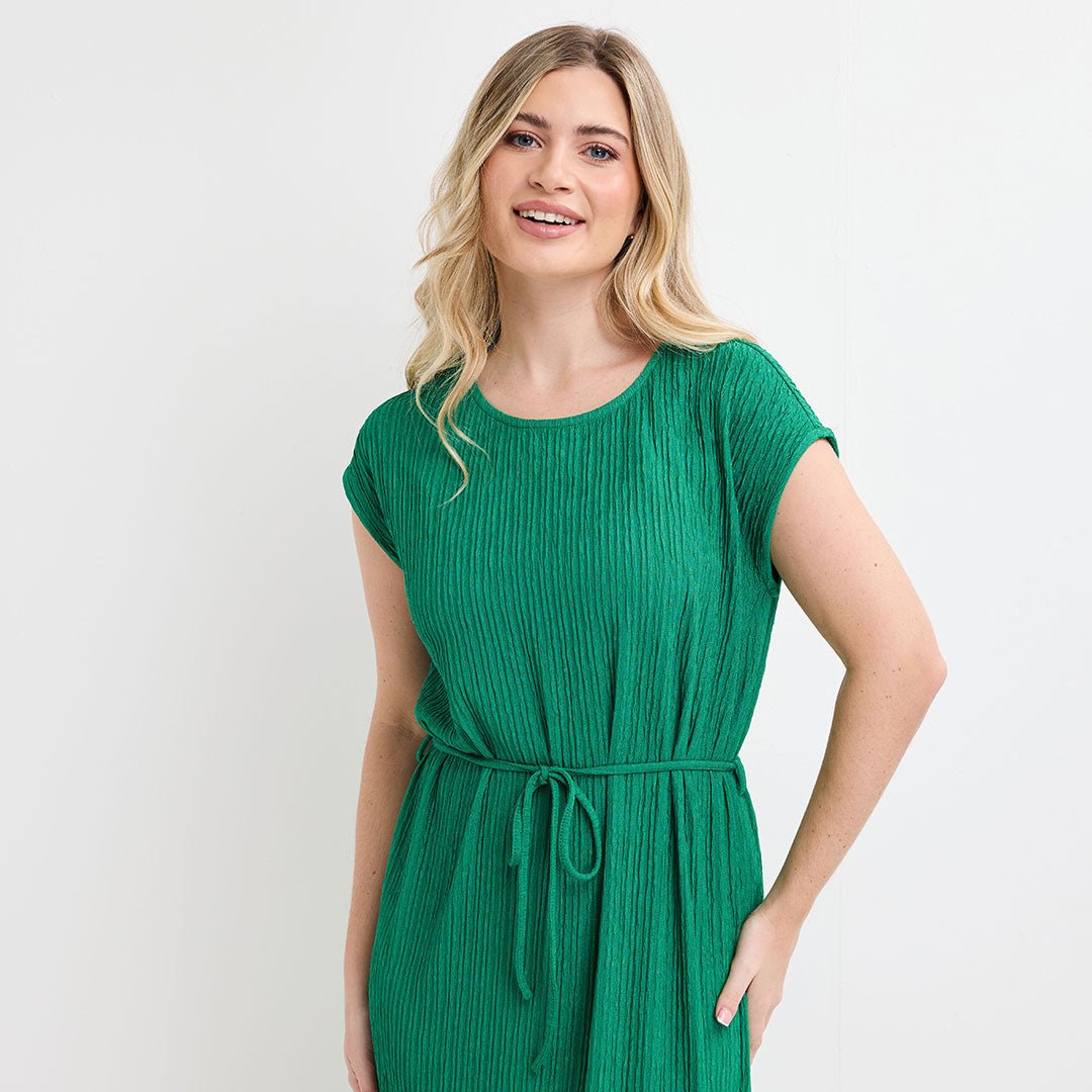 Ladies Jade Plisse Sleeveless Dress from You Know Who's