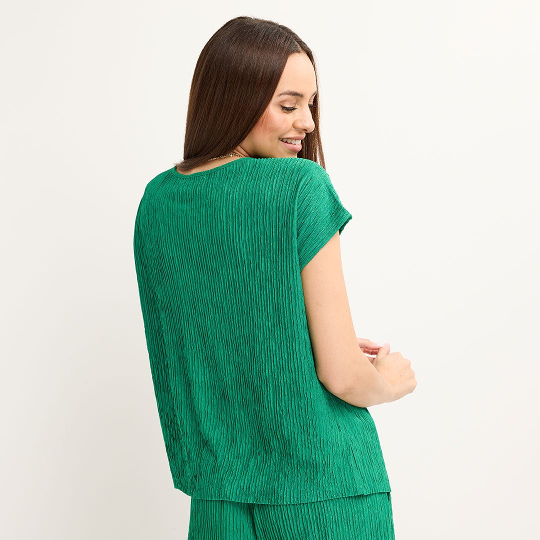 Ladies Jade Plisse Top from You Know Who's