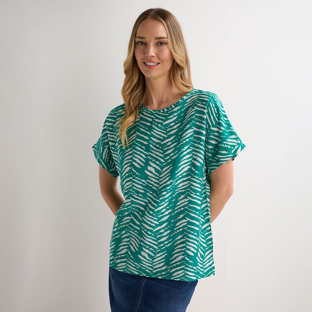 Ladies Jade Tribal Drop Shoulder Top from You Know Who's