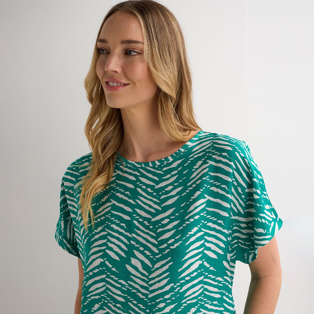 Ladies Jade Tribal Drop Shoulder Top from You Know Who's