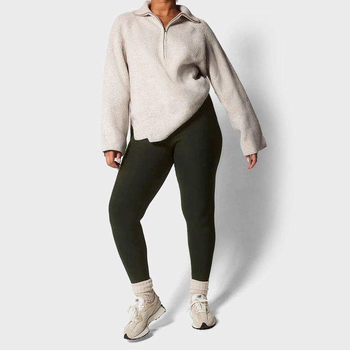 Ladies Khaki Fleece Lined Leggings from You Know Who's