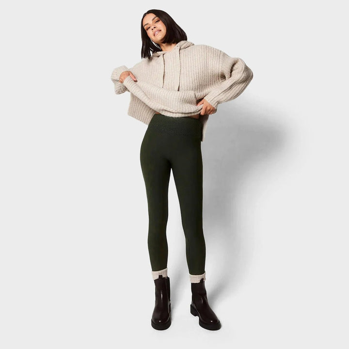 Ladies Khaki Fleece Lined Leggings from You Know Who's