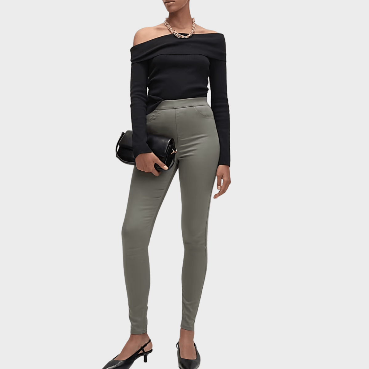 Ladies Khaki High Waisted Jegging from You Know Who's