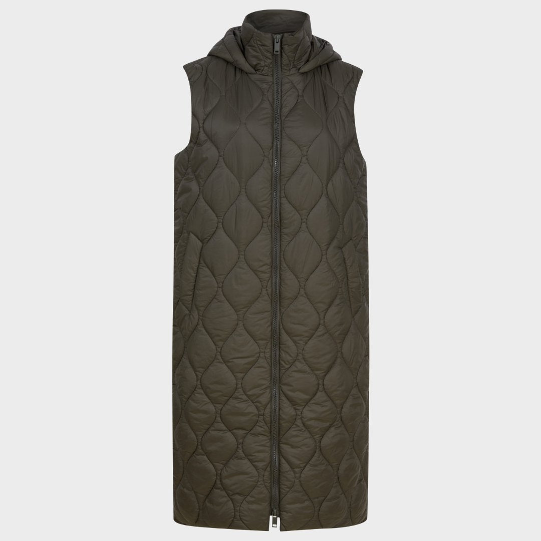 Ladies Khaki Longline Gilet from You Know Who's