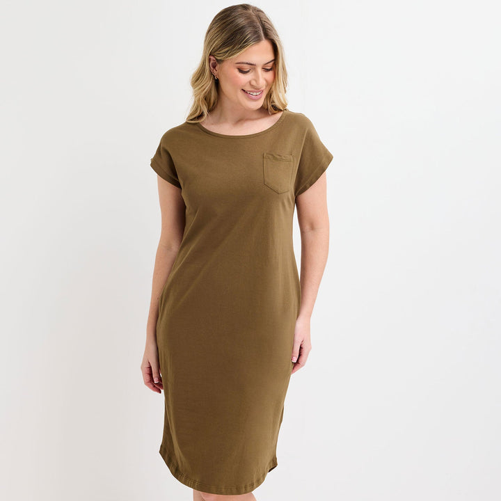 Ladies Khaki Pocket Dress from You Know Who's