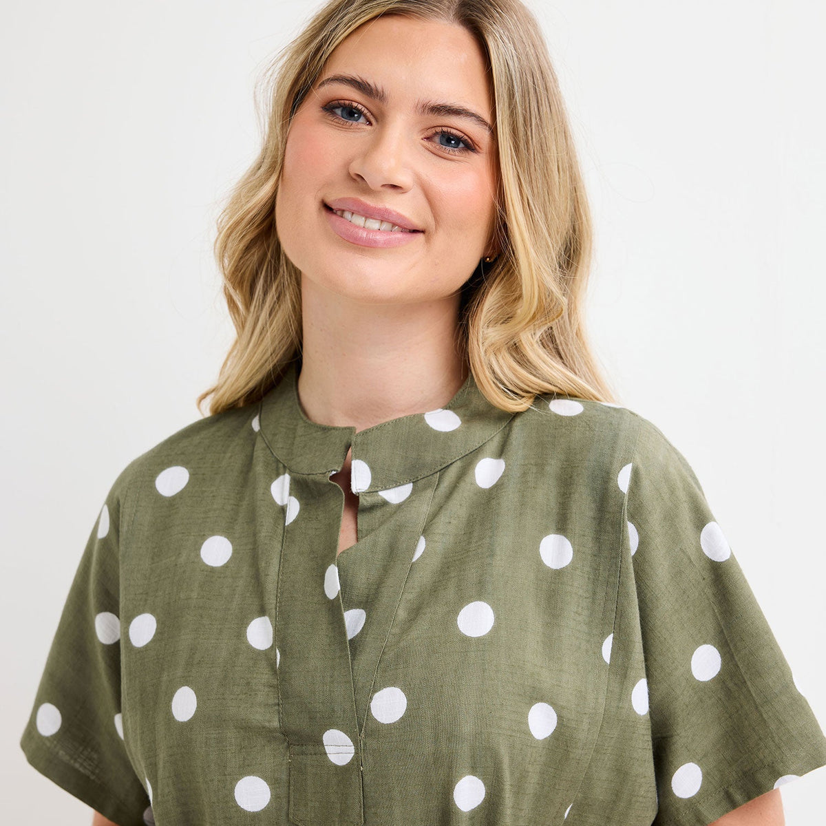 Ladies Khaki Polka Dot Dress from You Know Who's