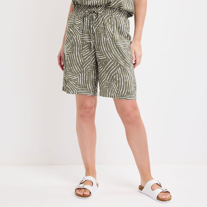 Ladies Khaki Printed Shorts from You Know Who's