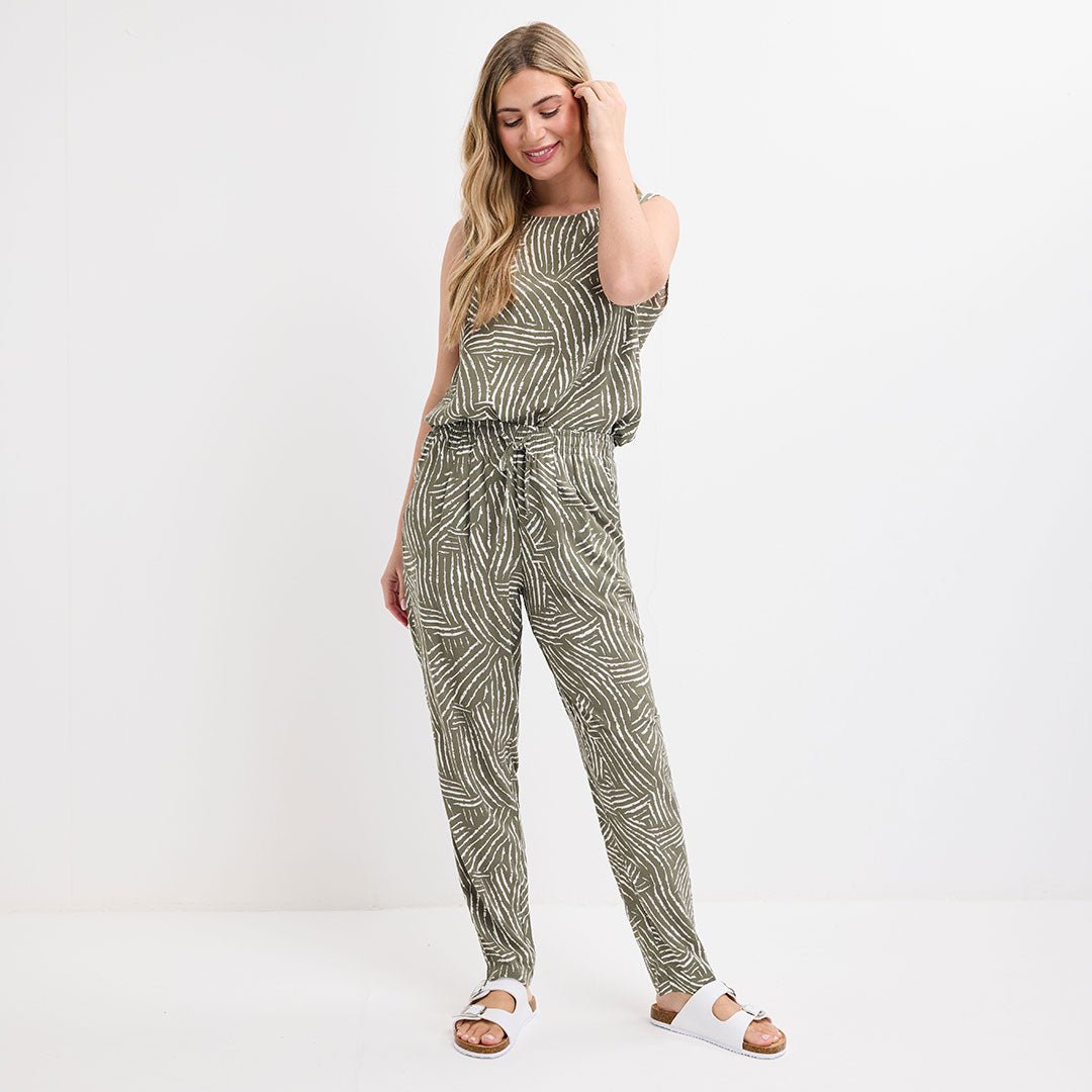 Ladies Khaki Printed Trouser