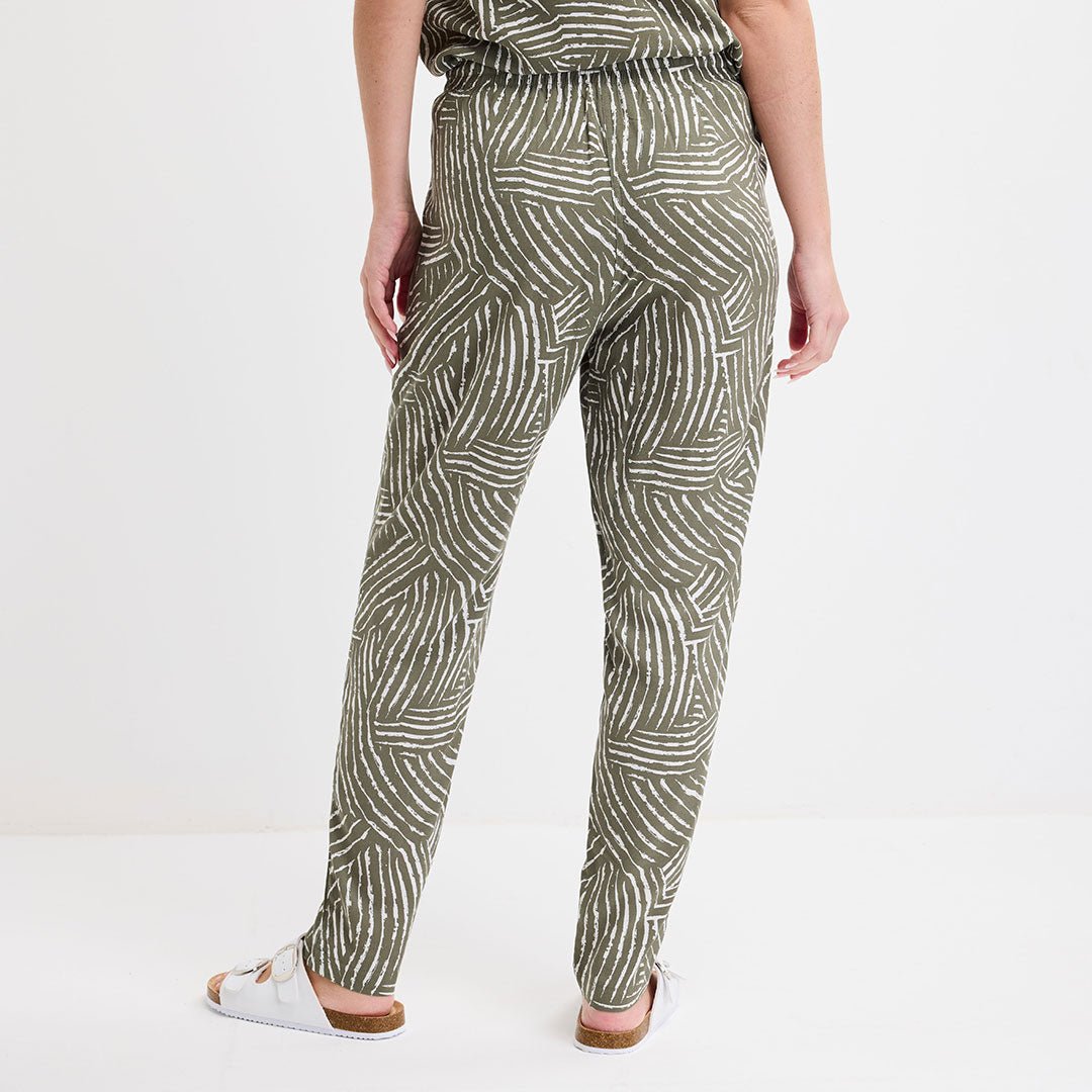 Ladies Khaki Printed Trouser from You Know Who's