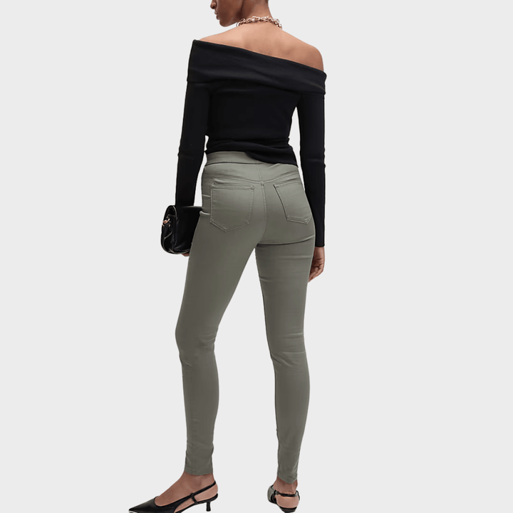 Ladies Khaki Pull On High Waisted Jegging from You Know Who's