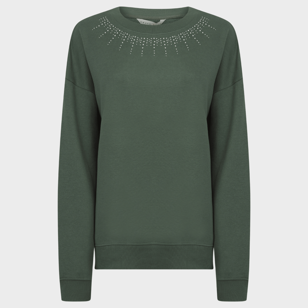 Ladies Khaki Stud Neckline Sweater from You Know Who's