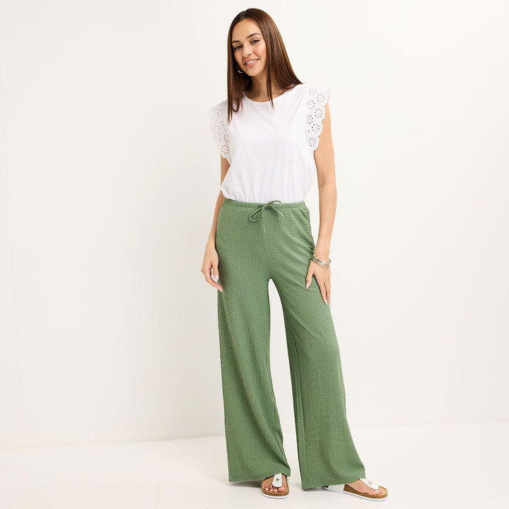 Ladies Khaki Tie Waist Trouser from You Know Who's