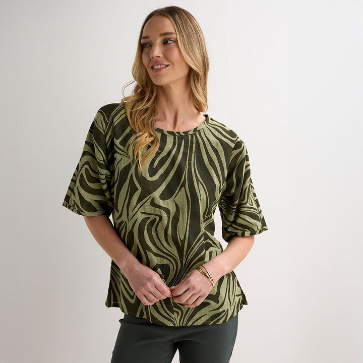 Ladies Khaki Zebra Dolman Top from You Know Who's