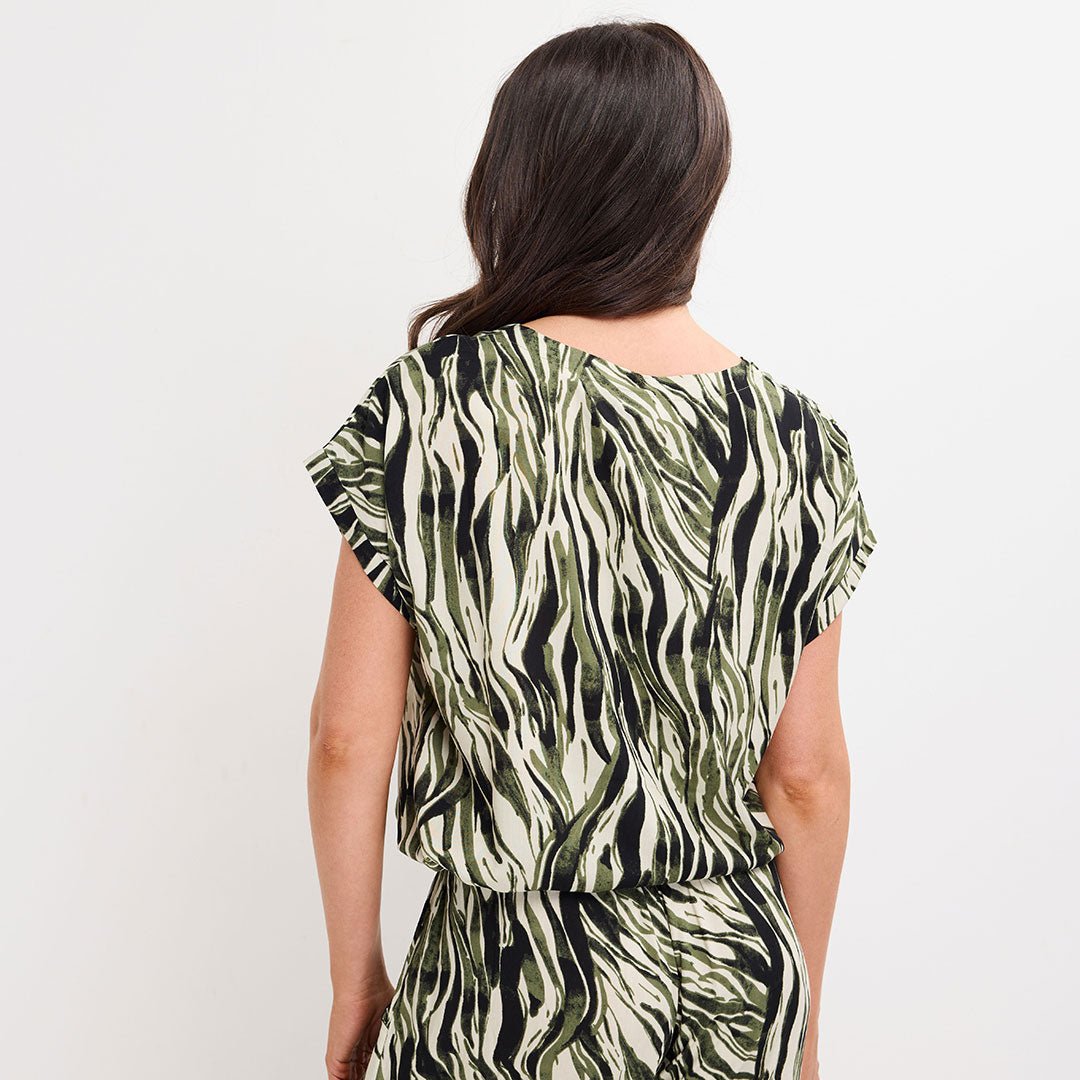 Ladies khaki Zebra Tie Bottom Top from You Know Who's