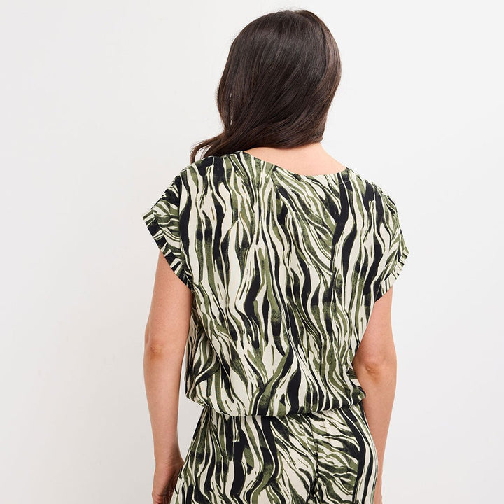 Ladies khaki Zebra Tie Bottom Top from You Know Who's