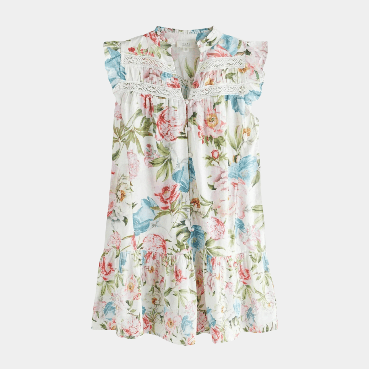 Ladies Ladies Linen Mix Floral Print Boho Frill Detail Dress from You Know Who's