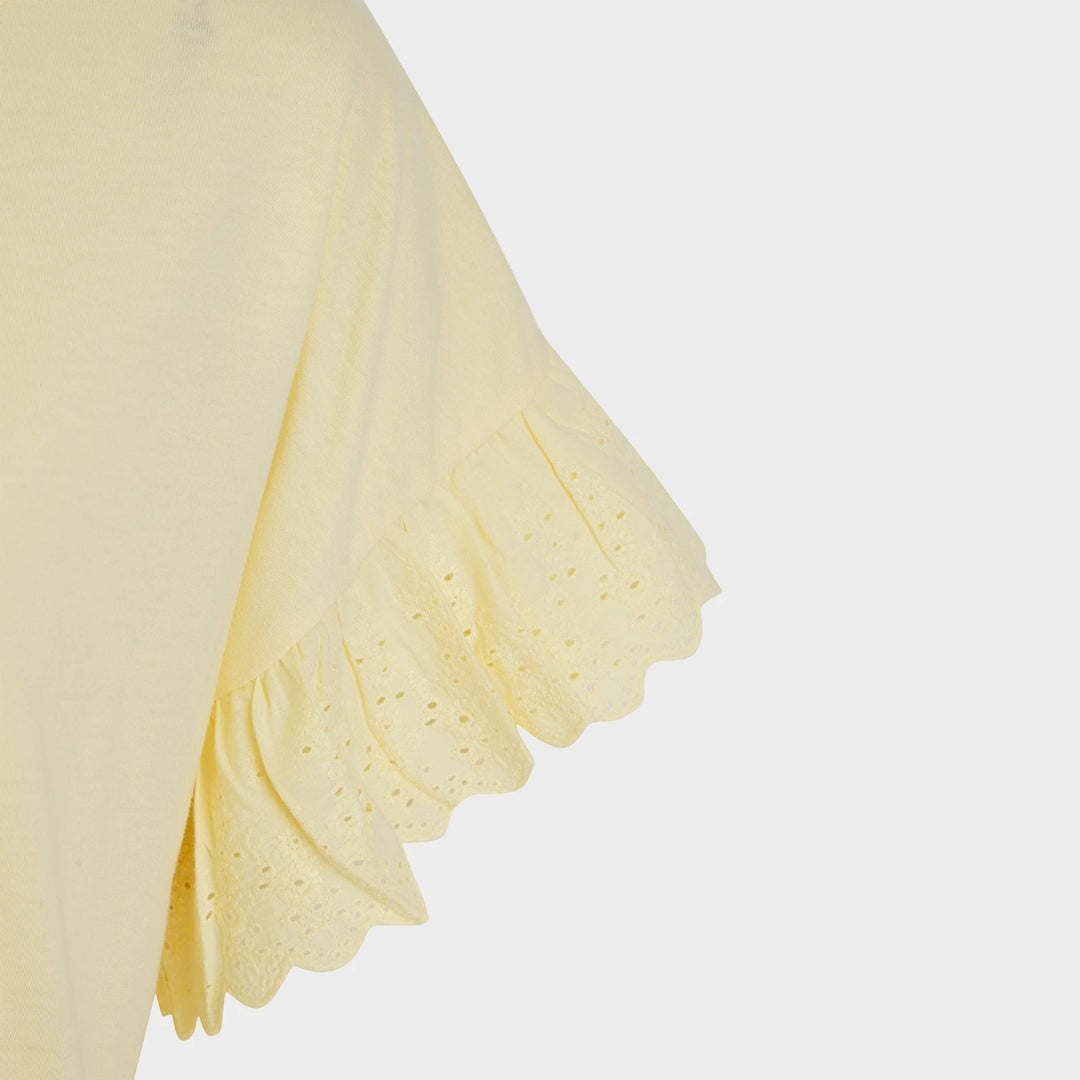 Ladies Lemon Lace Broderie Sleeve Top from You Know Who's
