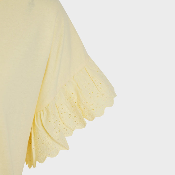 Ladies Lemon Lace Broderie Sleeve Top from You Know Who's