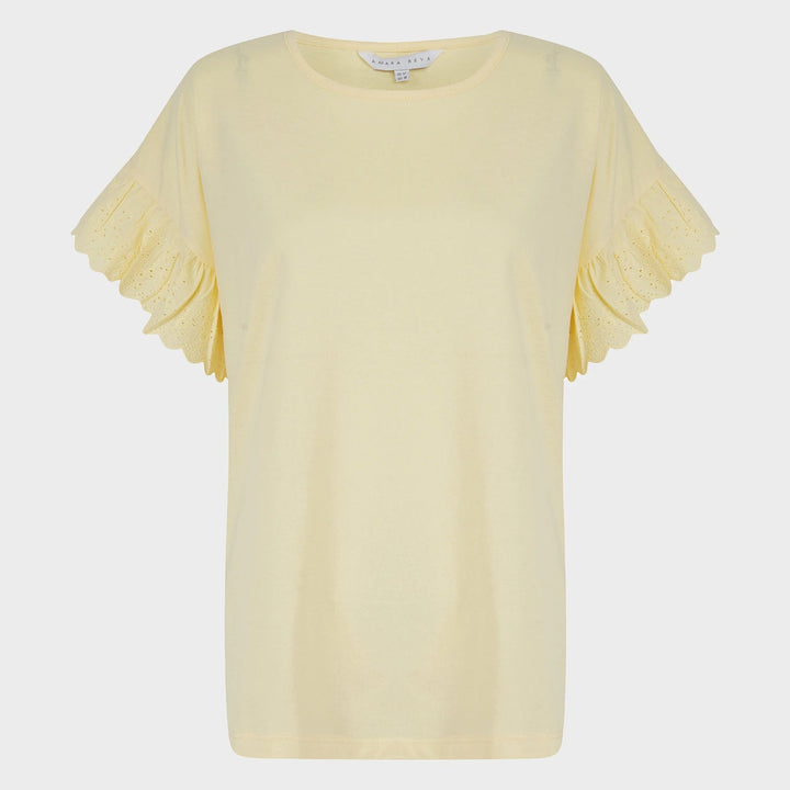 Ladies Lemon Lace Broderie Sleeve Top from You Know Who's