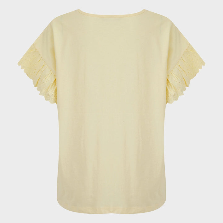 Ladies Lemon Lace Broderie Sleeve Top from You Know Who's