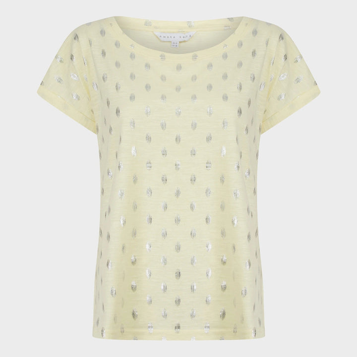 Ladies Lemon Spot Foil Print T-shirt from You Know Who's
