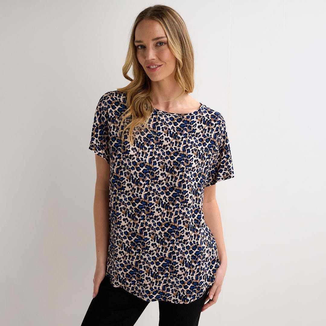 Ladies Leopard Blue Printed Viscose Top from You Know Who's