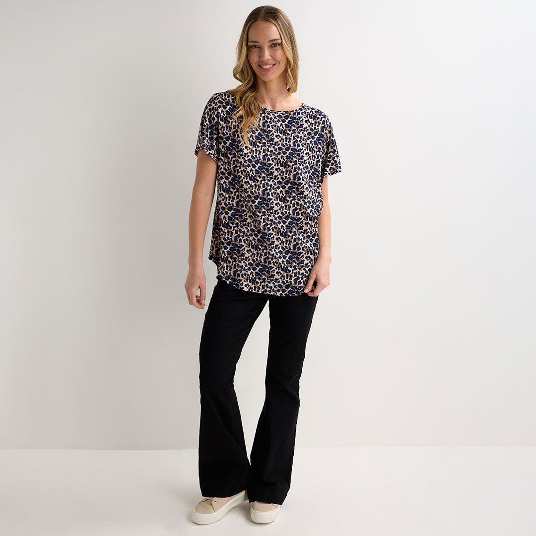 Ladies Leopard Blue Printed Viscose Top from You Know Who's