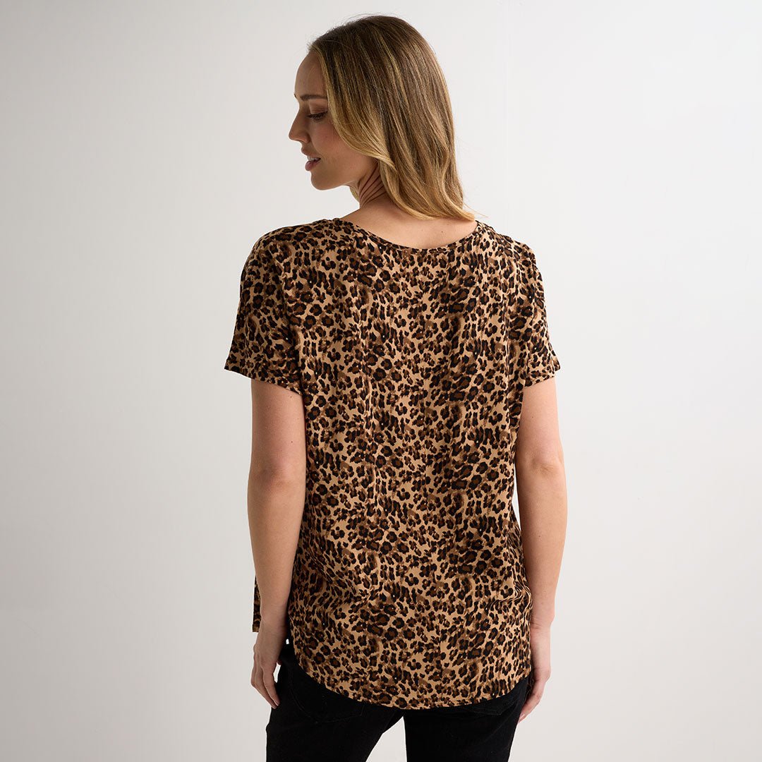 Ladies Leopard Tan Printed Viscose Top from You Know Who's