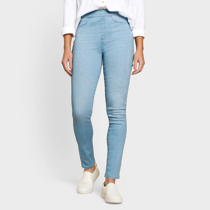 Ladies Light Blue Pull On High Waisted Jegging from You Know Who's
