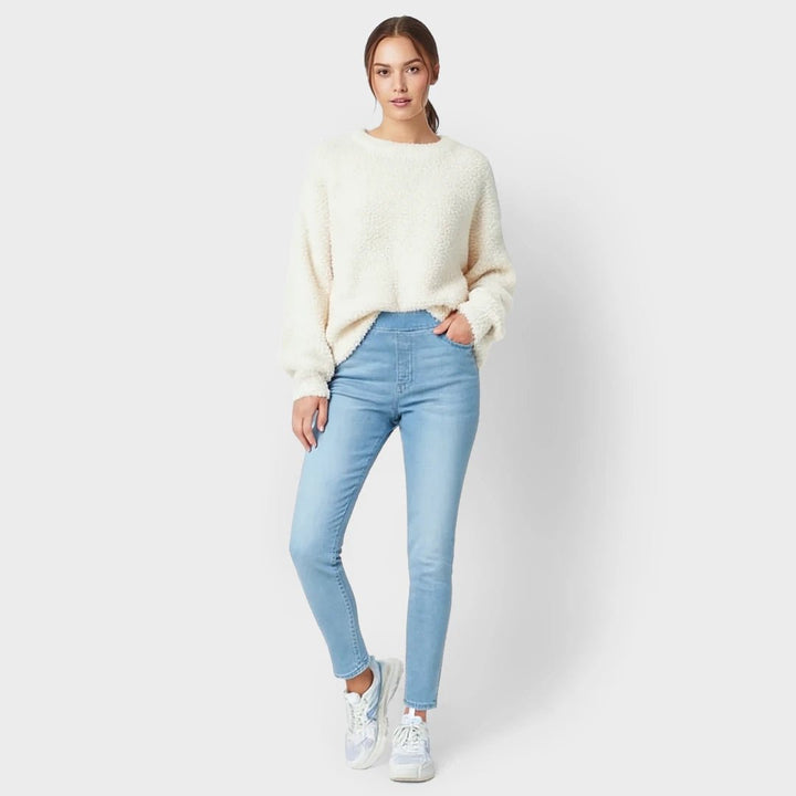 Ladies Light Blue Pull On High Waisted Jegging from You Know Who's