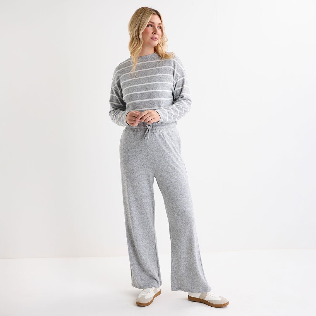 Ladies Light Marl Crew Neck Stripe Top from You Know Who's