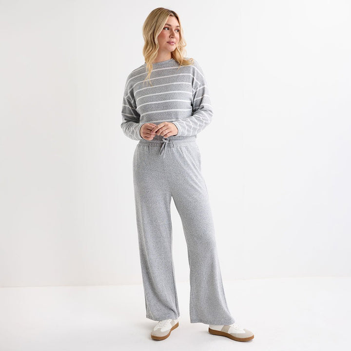 Ladies Light Marl Crew Neck Stripe Top from You Know Who's
