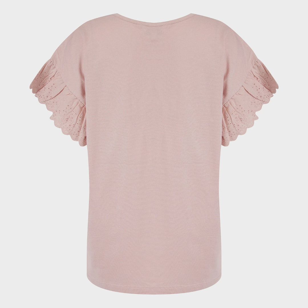 Ladies Light Rose Lace Broderie Sleeve Top from You Know Who's