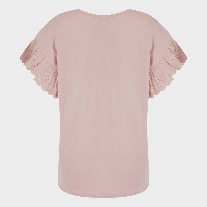 Ladies Light Rose Lace Broderie Sleeve Top from You Know Who's
