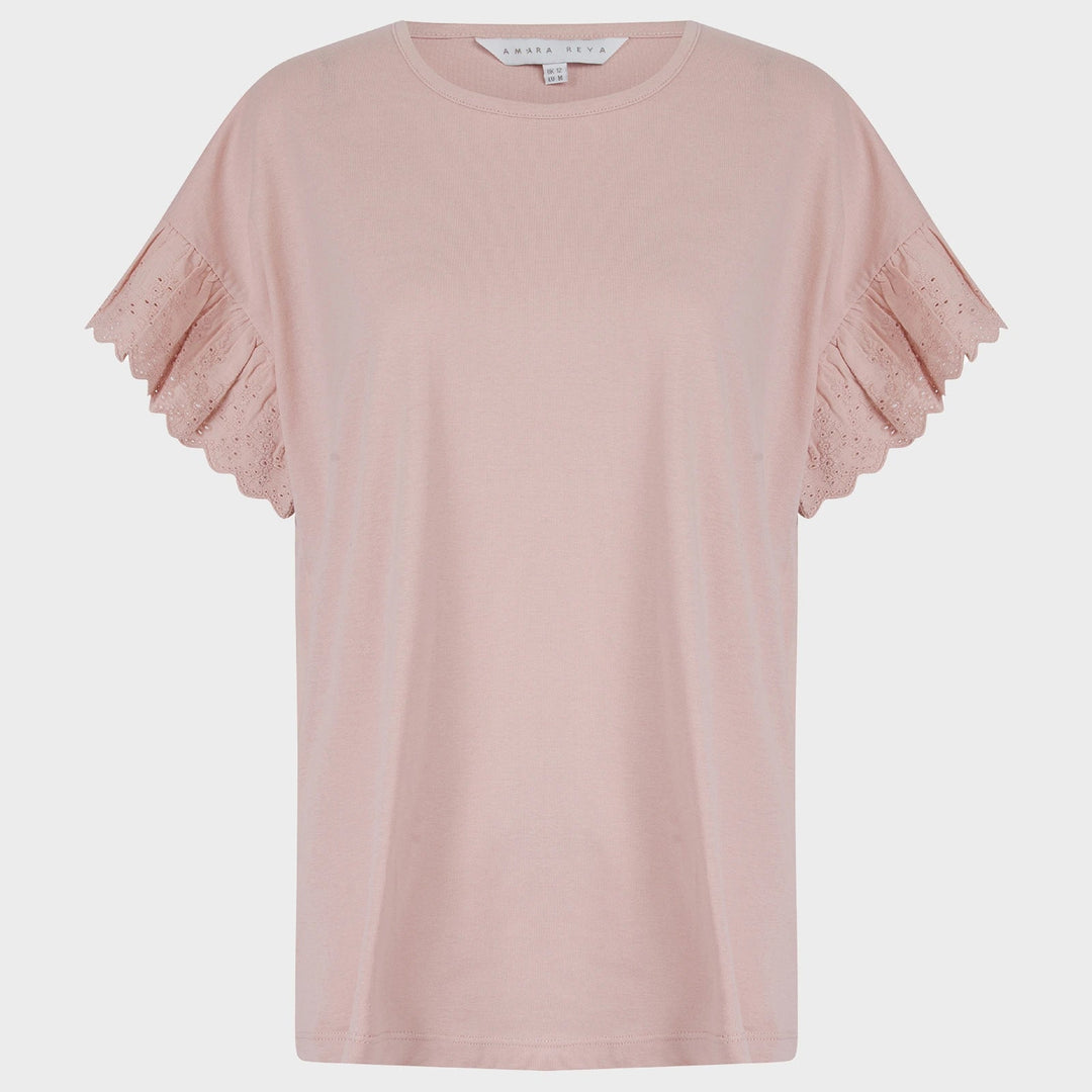 Ladies Light Rose Lace Broderie Sleeve Top from You Know Who's